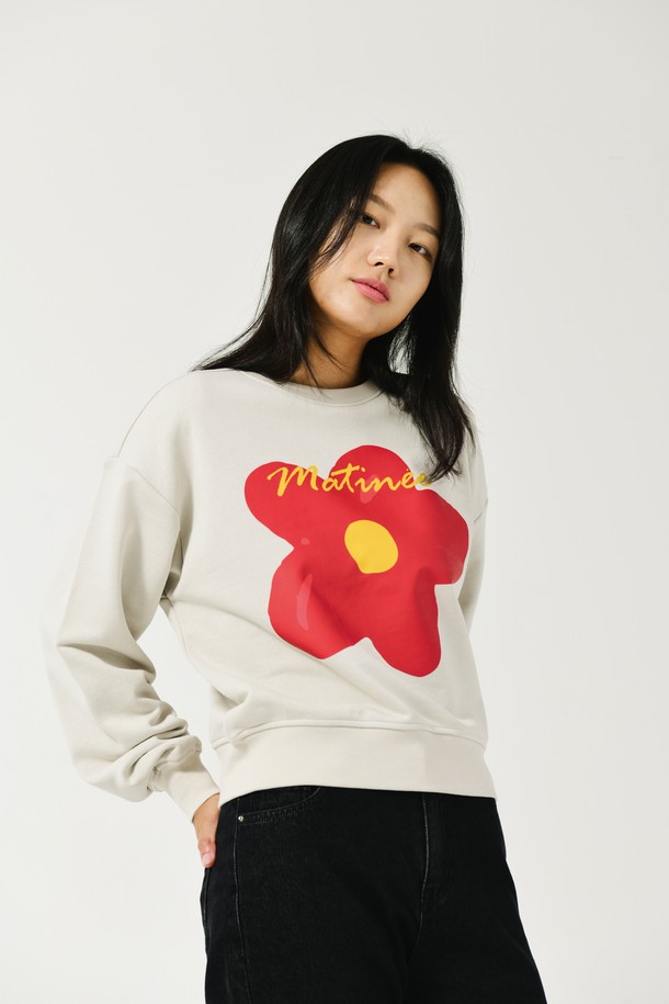 Le Soleil Matinee - 스웻셔츠 - [기모 옵션] Doodle Camellia Sweat Shirts [GREIGE]