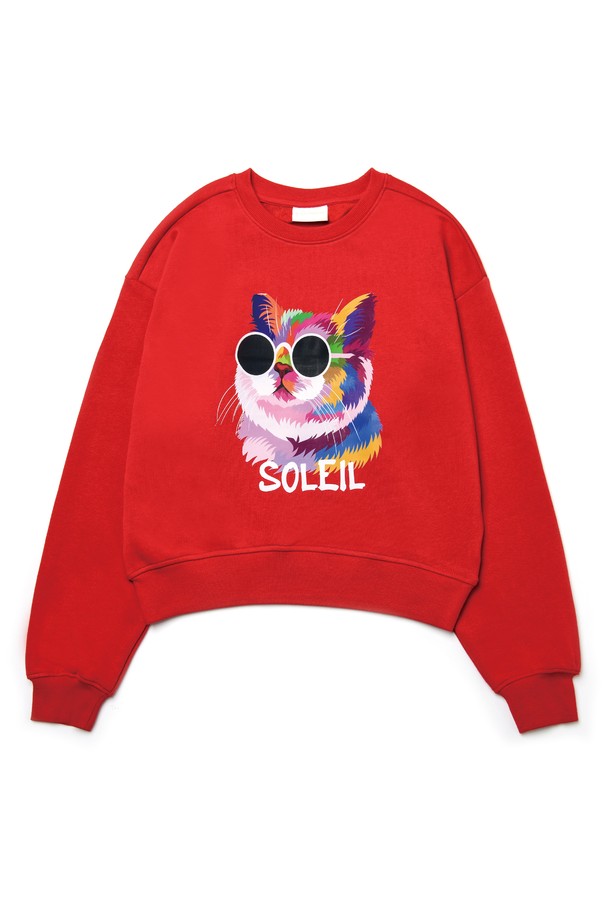 Le Soleil Matinee - 스웻셔츠 - [기모 옵션] Fancy Light Cat Sweat Shirts [RED]