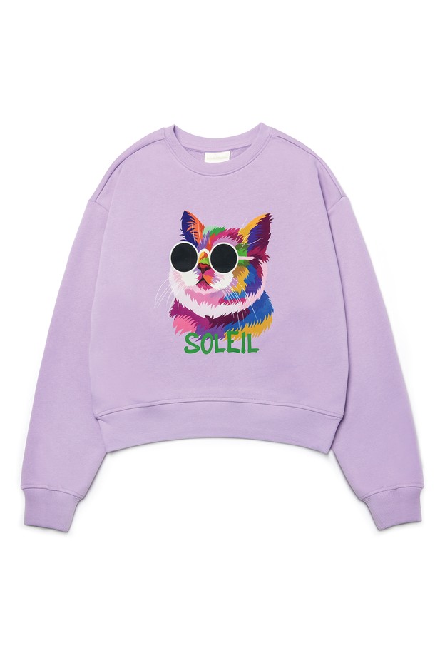 Le Soleil Matinee - 스웻셔츠 - [기모 옵션] Fancy Light Cat Sweat Shirts [LAVENDER]