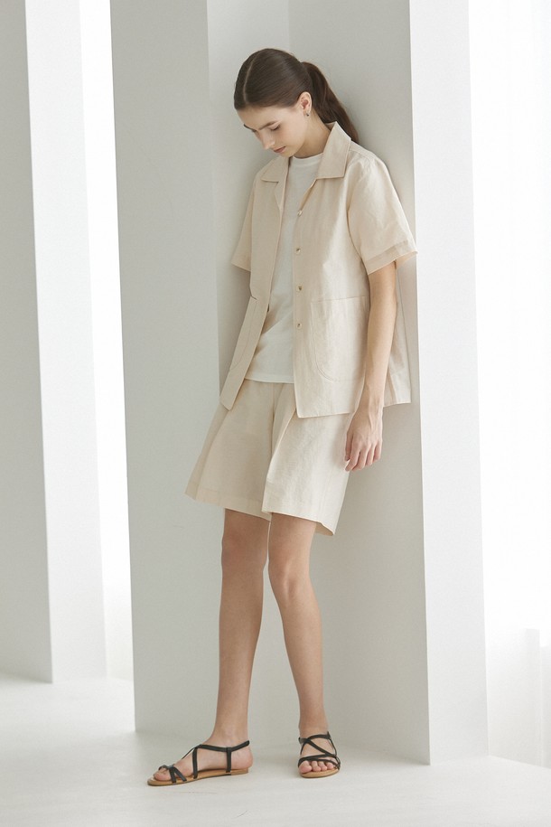 Le Soleil Matinee - 자켓 - Linen Half Shirts Jacket [LIGHT BEIGE]