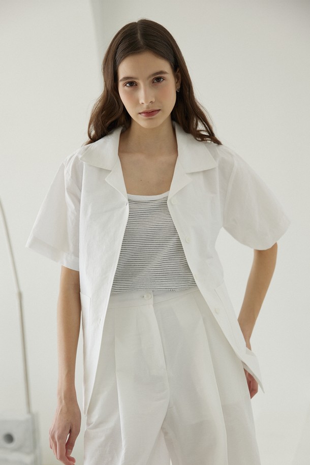 Le Soleil Matinee - 자켓 - Linen Half Shirts Jacket [OFF WHITE]