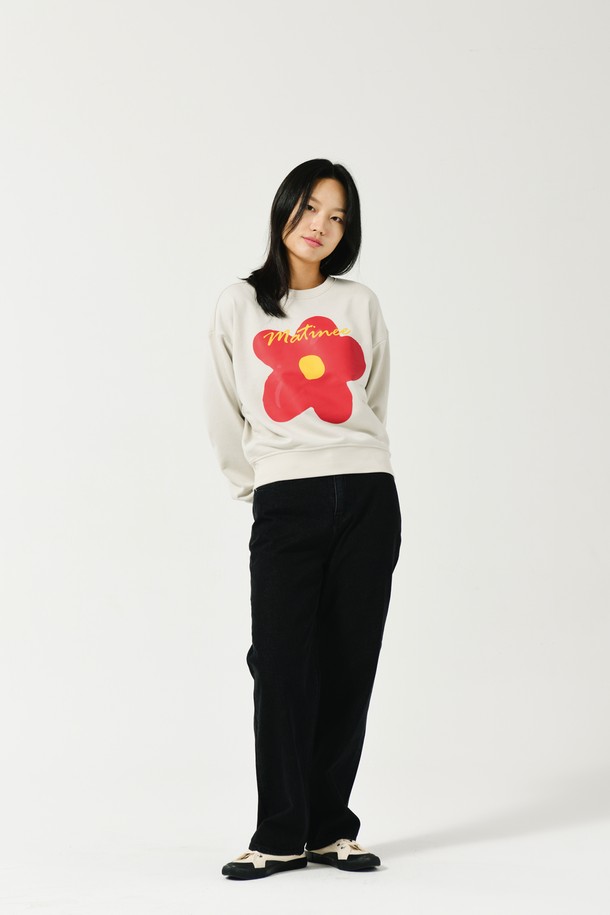 Le Soleil Matinee - 스웻셔츠 - [기모 옵션] Doodle Camellia Sweat Shirts [GREIGE]