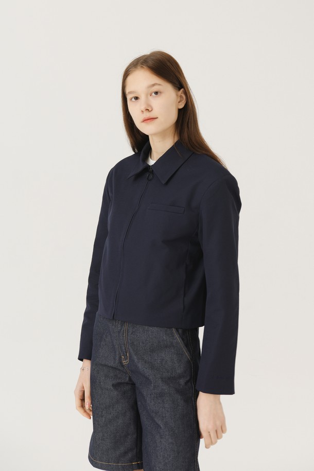 Le Soleil Matinee - 자켓 - Minimal Short Zip-Up Jacket [NAVY]