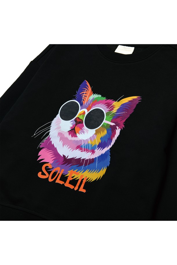 Le Soleil Matinee - 스웻셔츠 - [기모 옵션] Fancy Light Cat Sweat Shirts [BLACK]