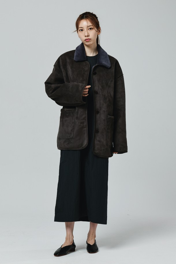 Le Soleil Matinee - 점퍼 - Suede Mink Fur Mustang Coat [CHARCOAL]