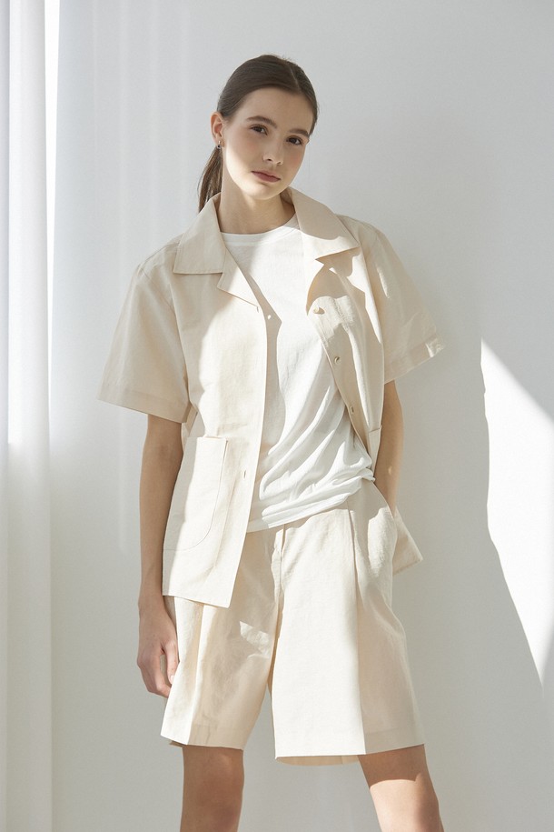 Le Soleil Matinee - 자켓 - Linen Half Shirts Jacket [LIGHT BEIGE]