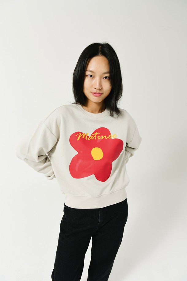 Le Soleil Matinee - 스웻셔츠 - [기모 옵션] Doodle Camellia Sweat Shirts [GREIGE]