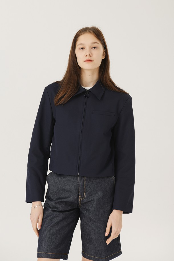 Le Soleil Matinee - 자켓 - Minimal Short Zip-Up Jacket [NAVY]