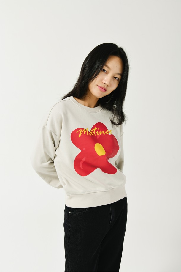 Le Soleil Matinee - 스웻셔츠 - [기모 옵션] Doodle Camellia Sweat Shirts [GREIGE]