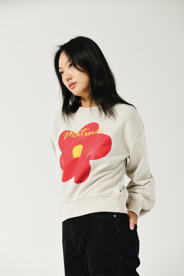 Le Soleil Matinee - 스웻셔츠 - [기모 옵션] Doodle Camellia Sweat Shirts [GREIGE]