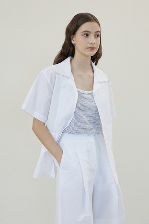 Linen Half Shirts Jacket [OFF WHITE]