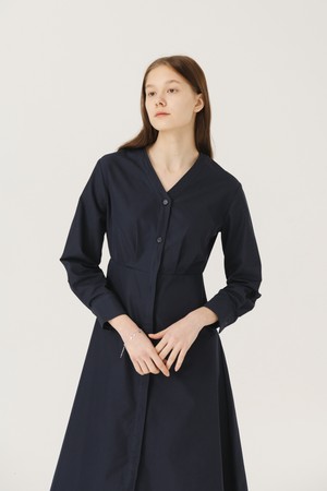 V-Neck Long Sleeve One-Piece [NAVY]