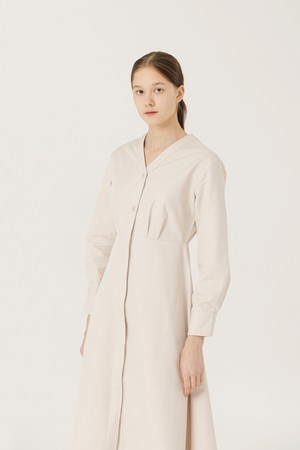 V-Neck Long Sleeve One-Piece [CREAM]