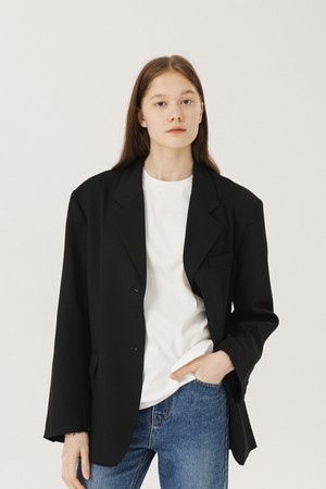 Over-Fit Modern Blazer Jacket [BLACK]