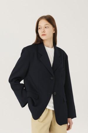 Over-Fit Modern Blazer Jacket [NAVY]