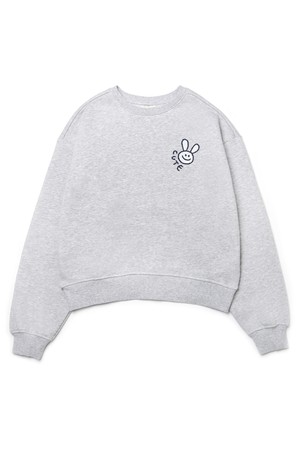 [기모 옵션] Smiling Rabbit Sweat Shirts [MELANGE GREY]