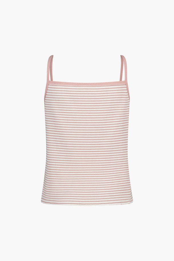 Le Soleil Matinee - 민소매티셔츠 - Women Ribbed Stripe Sleeveless [PINK]