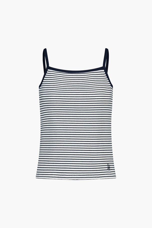 Le Soleil Matinee - 민소매티셔츠 - Women Ribbed Stripe Sleeveless [NAVY]