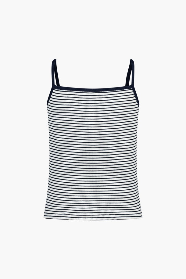 Le Soleil Matinee - 민소매티셔츠 - Women Ribbed Stripe Sleeveless [NAVY]