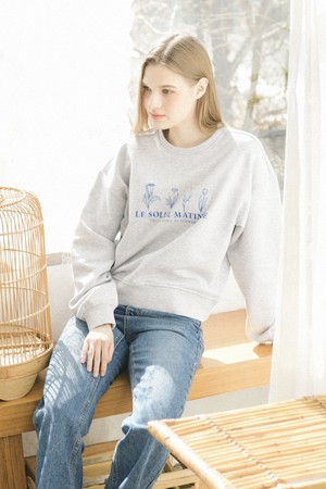 Four Flowers Sweat Shirts [MELANGE GREY]