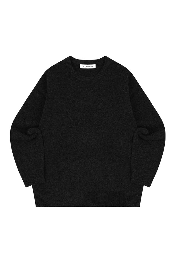 BLONDNINE - 스웨터 - MELANGE ROUND NECK SWEATER_BLACK