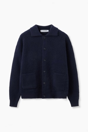 버튼 카라 니트 가디건_네이비