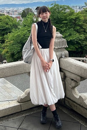 데일리 벌룬 밴딩 롱 스커트_아이보리