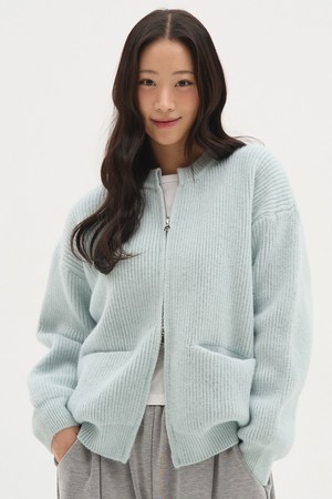 라운드 투웨이 포켓 니트 집업_스카이블루