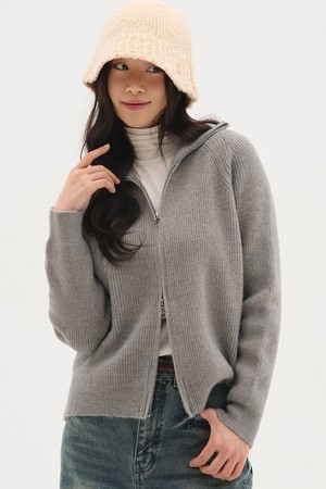 하이넥 투웨이 오버핏 니트 가디건_차콜