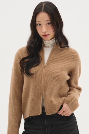 베이직 투웨이 니트집업 가디건_베이지