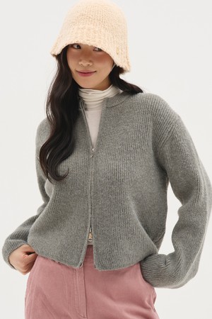 베이직 투웨이 니트집업 가디건_그레이