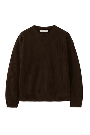 크루넥 리브 니트 스웨터_크롭 브라운