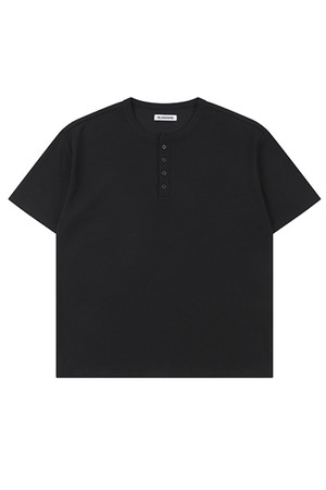 헨리넥 오버핏 반팔 티셔츠_블랙