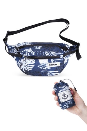 [4monster] 폴딩 힙팩 2L 초경량 힙색 등산 하이킹 크로스백 캠핑 보조 가방_NAVY-a