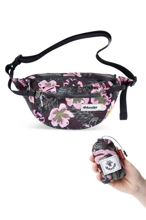 [4monster] 폴딩 힙팩 2L 초경량 힙색 등산 하이킹 크로스백 캠핑 보조 가방_PINK-a