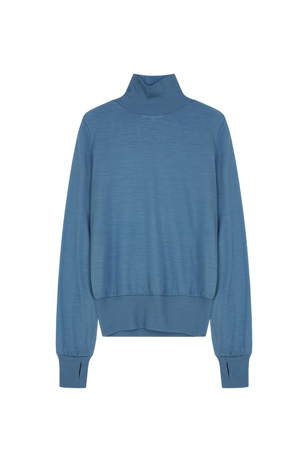 VIS Ā VIS  - 긴소매 티셔츠 - COVER STITCH WOOL JERSEY MOCK NECK TOP