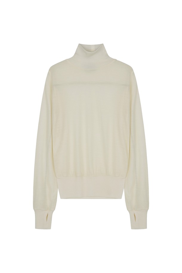 VIS Ā VIS  - 긴소매 티셔츠 - COVER STITCH WOOL JERSEY MOCK NECK TOP