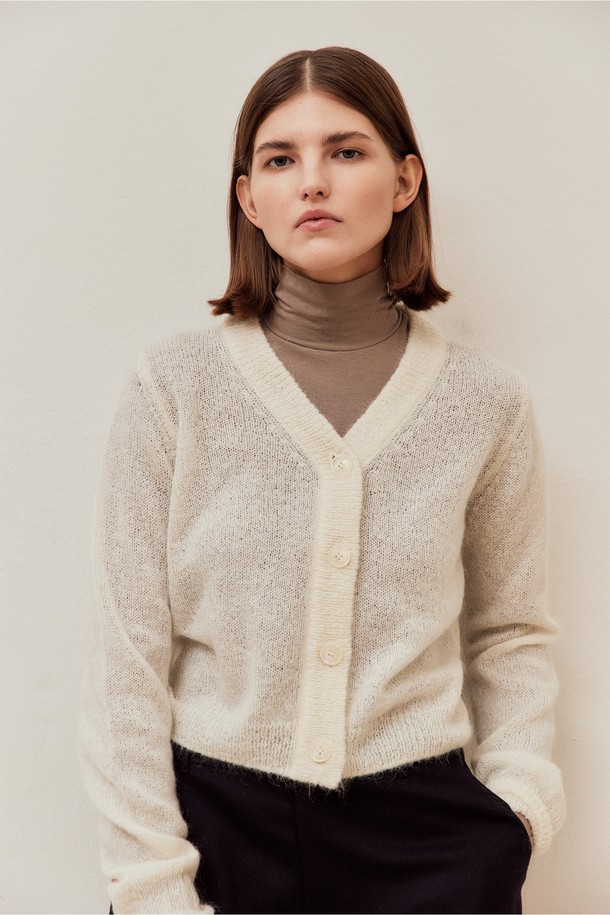 VIS Ā VIS  - 가디건 - MOHAIR CROPPED SWEATER CARDIGAN