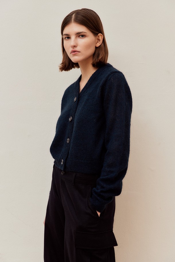 VIS Ā VIS  - 가디건 - MOHAIR CROPPED SWEATER CARDIGAN