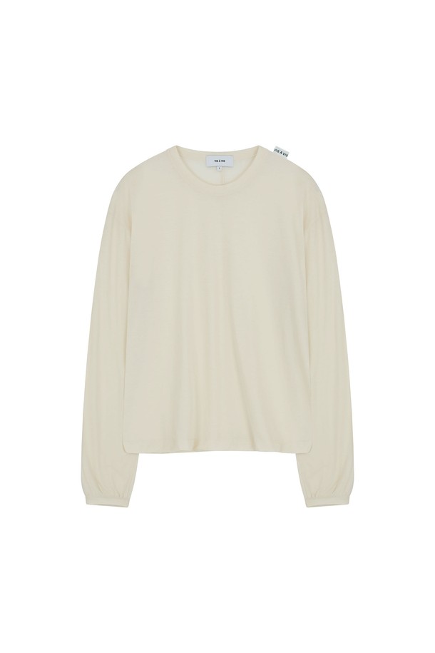 VIS Ā VIS  - 긴소매 티셔츠 - COTTON LS CENTER BACK SEAM TEE SHIRT W. GATHERED SLV (4COLORS)