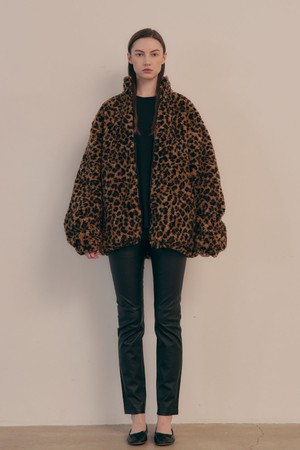 [FW24] LEOPARD OVERSIZED FLEECE ZIP UP JACKET