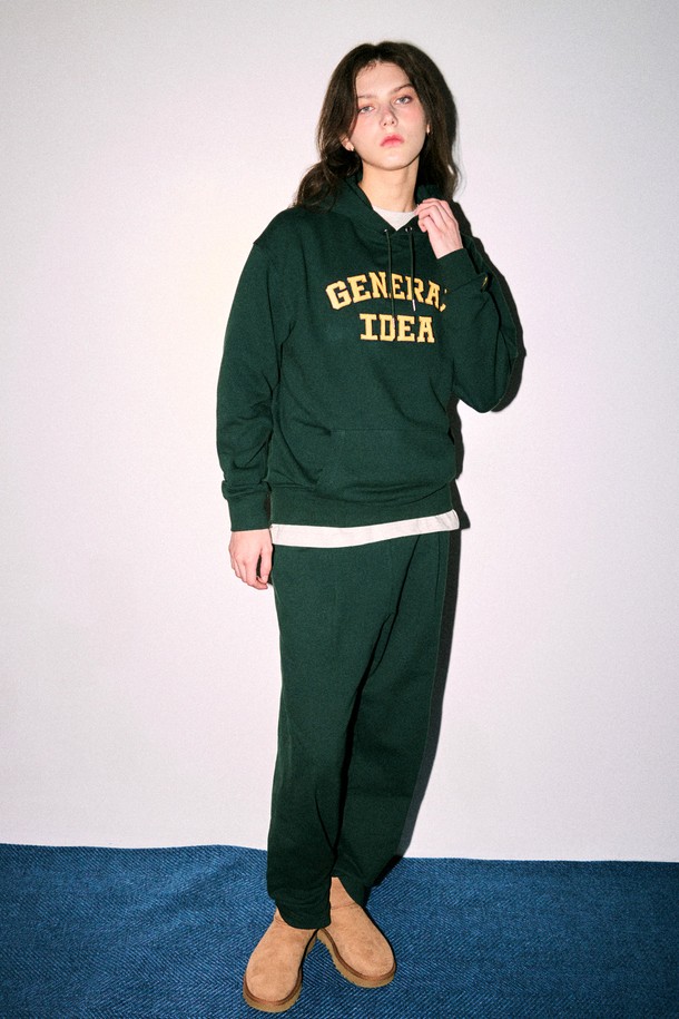 GENERAL IDEA - 긴소매 티셔츠 - [23FW] UNISEX 베이직 로고 후드 세트 [GREEN] / SBC3U02008SET