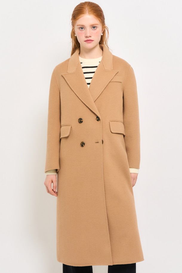 GENERAL IDEA - 코트 / 패딩 - [23FW] WOMAN 울 핸드메이드 더블 롱 코트 [BEIGE] / WBC4L10503