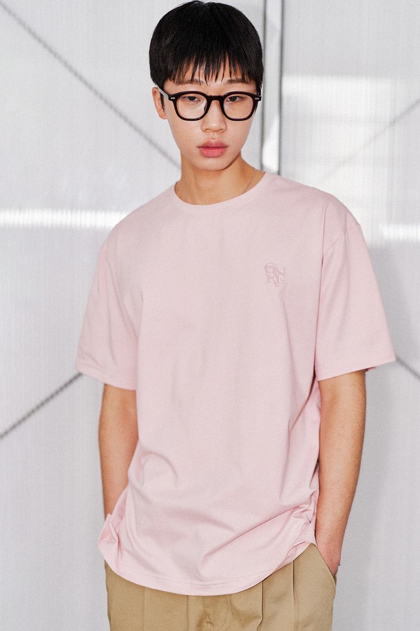 GENERAL IDEA - 반팔티셔츠 - [24SS] MAN GNRL 실켓 스판 티셔츠 [PINK] / SBD1M01003