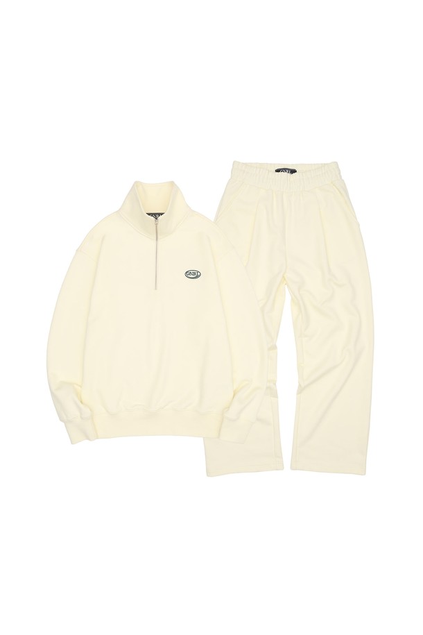 GENERAL IDEA - 후디 - [23FW] UNISEX GNRL 하프 집업 스웨트 세트 [CREAM] / SBC3U02007SET