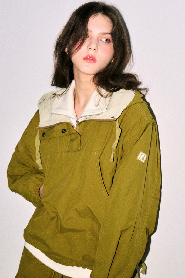 GENERAL IDEA - 바람막이/아노락 - [23FW] UNISEX 피셔맨 나일론 아노락 [KHAKI] / SBC3U07001