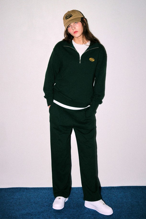 GENERAL IDEA - 트레이닝 팬츠/조거 - [23FW] UNISEX GNRL 하프 집업 스웨트 세트 [GREEN] / SBC3U02007SET