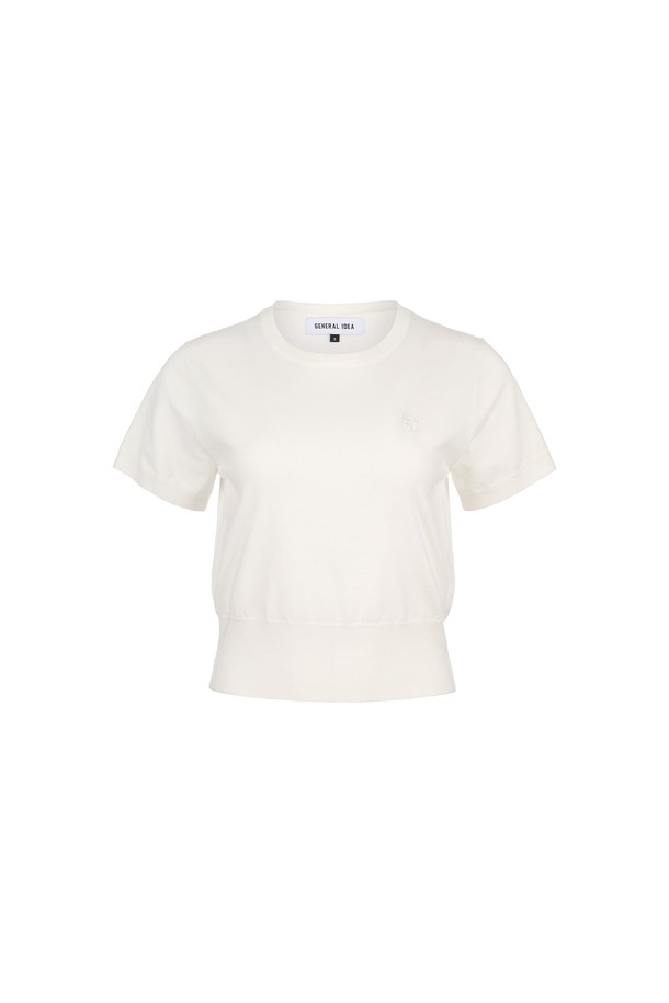 GENERAL IDEA - 반소매 티셔츠 - [24SS] WOMAN GNRL 에센셜 하프 니트 [WHITE] / WBD1L05504