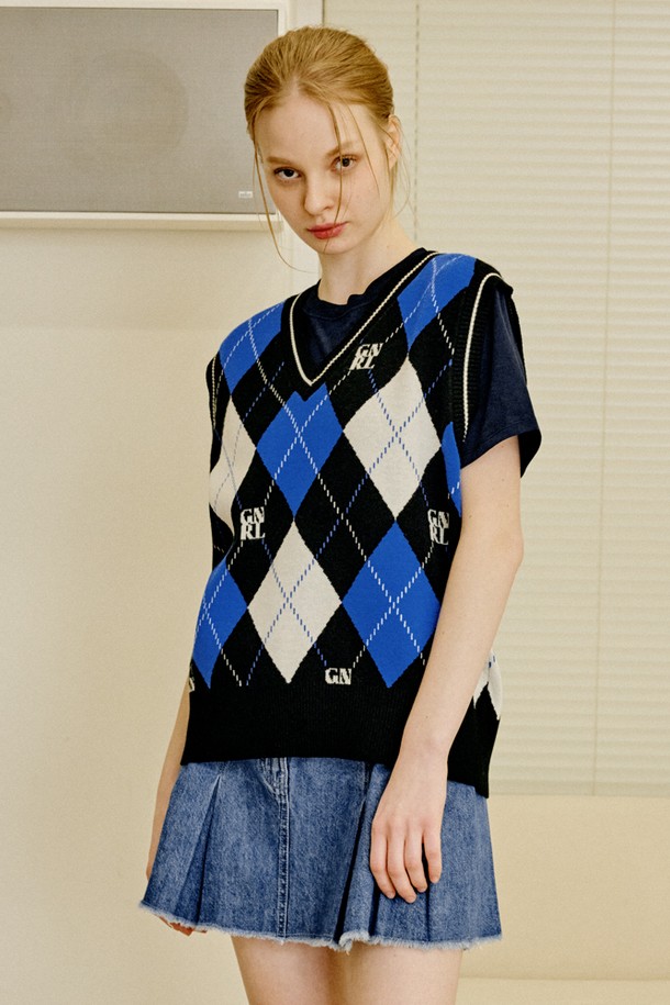 GENERAL IDEA - 베스트 - [23SS] UNISEX GNRL 아가일 베스트 [BLACK] / SBC1U06011