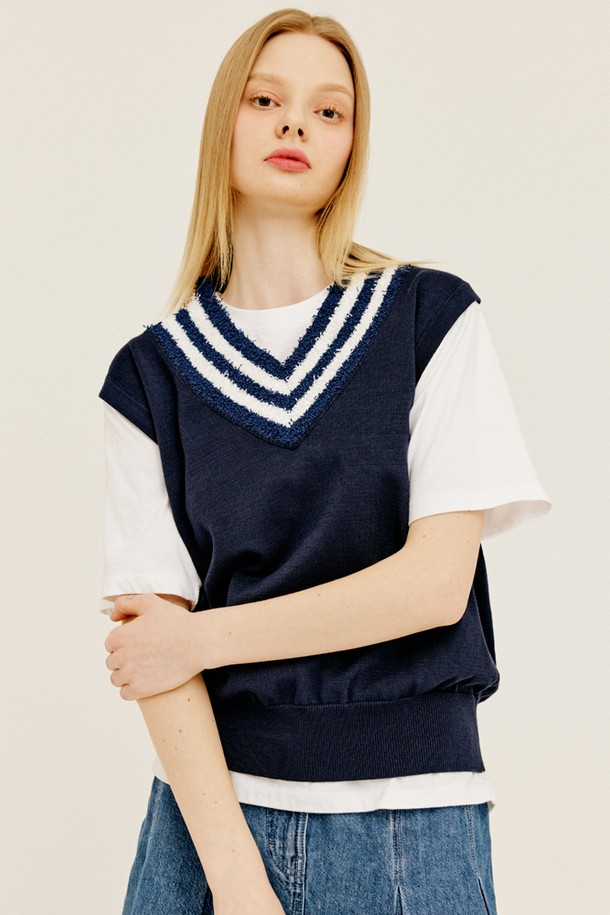 GENERAL IDEA - 베스트 - [23SS] UNISEX 테리 믹스 베스트 [NAVY] / SBC1U53017